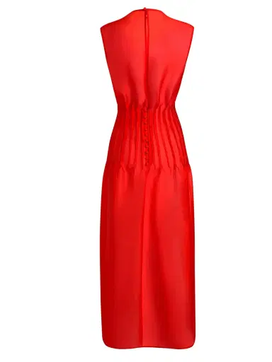 Khaite Women's Wes Seamed Silk Organza Dress - Fire Red | Thumbnail 2 Khaite Women's Wes Seamed Silk Organza Dress - Fire Red | Thumbnail 2
