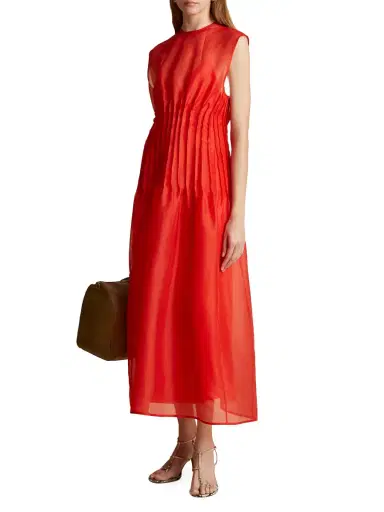 Khaite Women's Wes Seamed Silk Organza Dress - Fire Red | Thumbnail 4 Khaite Women's Wes Seamed Silk Organza Dress - Fire Red | Thumbnail 4