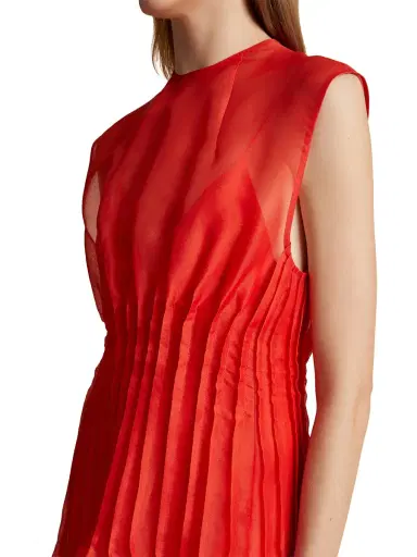 Khaite Women's Wes Seamed Silk Organza Dress - Fire Red | Thumbnail 6 Khaite Women's Wes Seamed Silk Organza Dress - Fire Red | Thumbnail 6
