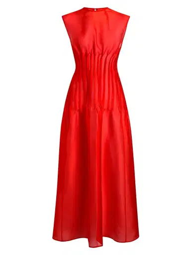 Khaite Women's Wes Seamed Silk Organza Dress - Fire Red | Thumbnail 8 Khaite Women's Wes Seamed Silk Organza Dress - Fire Red | Thumbnail 8