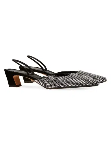 Khaite Women's Roosevelt 40MM Crystal-Embellished Slingback Pumps - Black | Thumbnail 2 Khaite Women's Roosevelt 40MM Crystal-Embellished Slingback Pumps - Black | Thumbnail 2