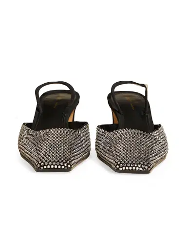 Khaite Women's Roosevelt 40MM Crystal-Embellished Slingback Pumps - Black | Thumbnail 3 Khaite Women's Roosevelt 40MM Crystal-Embellished Slingback Pumps - Black | Thumbnail 3