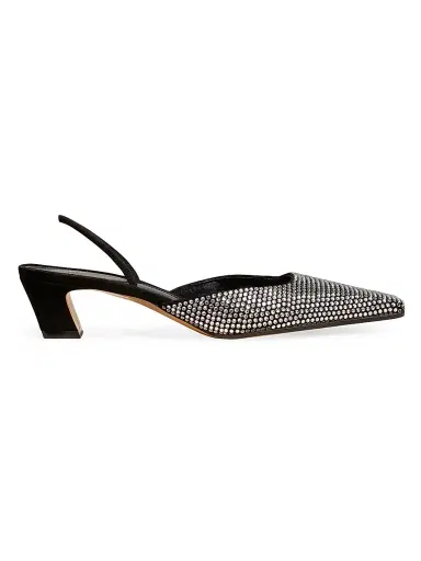 Khaite Women's Roosevelt 40MM Crystal-Embellished Slingback Pumps - Black | Thumbnail 1 Khaite Women's Roosevelt 40MM Crystal-Embellished Slingback Pumps - Black | Thumbnail 1