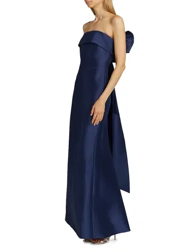 Badgley Mischka Women's Satin Strapless Gown - Navy | Thumbnail 4 Badgley Mischka Women's Satin Strapless Gown - Navy | Thumbnail 4