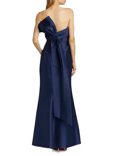 Badgley Mischka Women's Satin Strapless Gown - Navy | Thumbnail 5 Badgley Mischka Women's Satin Strapless Gown - Navy | Thumbnail 5