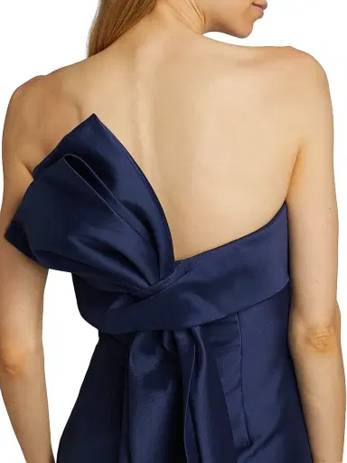 Badgley Mischka Women's Satin Strapless Gown - Navy | Thumbnail 6 Badgley Mischka Women's Satin Strapless Gown - Navy | Thumbnail 6