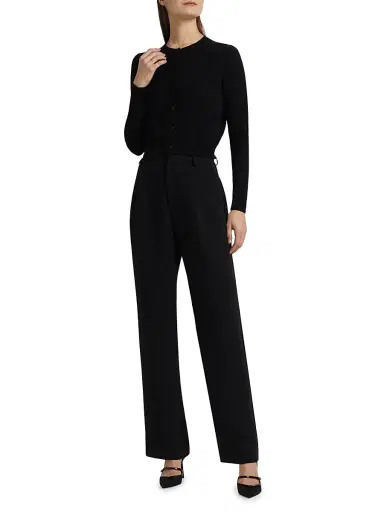 Carolina Herrera Women's Wool Crewneck Cardigan - Black - Size XL | Thumbnail 2 Carolina Herrera Women's Wool Crewneck Cardigan - Black - Size XL | Thumbnail 2