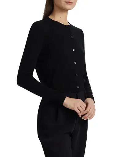 Carolina Herrera Women's Wool Crewneck Cardigan - Black - Size XL | Thumbnail 4 Carolina Herrera Women's Wool Crewneck Cardigan - Black - Size XL | Thumbnail 4