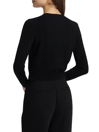 Carolina Herrera Women's Wool Crewneck Cardigan - Black - Size XL | Thumbnail 5 Carolina Herrera Women's Wool Crewneck Cardigan - Black - Size XL | Thumbnail 5