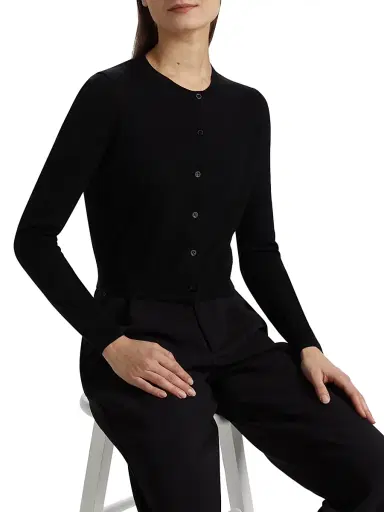 Carolina Herrera Women's Wool Crewneck Cardigan - Black - Size XL | Thumbnail 6 Carolina Herrera Women's Wool Crewneck Cardigan - Black - Size XL | Thumbnail 6