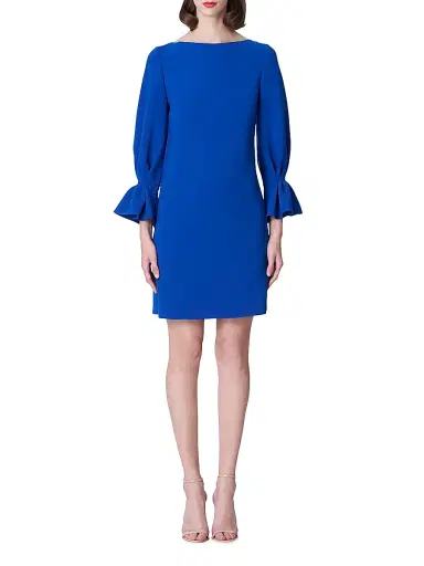 Carolina Herrera Women's Silk Puff-Sleeve Shift Minidress - Cobalt - Size 2 | Thumbnail 2 Carolina Herrera Women's Silk Puff-Sleeve Shift Minidress - Cobalt - Size 2 | Thumbnail 2