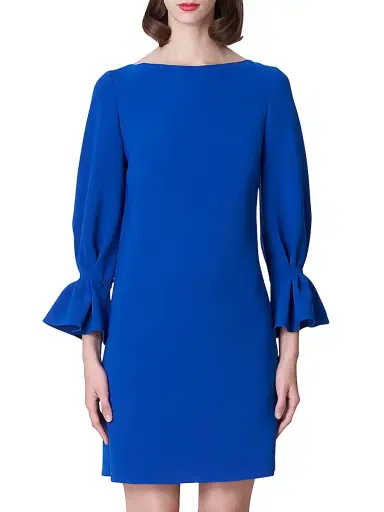 Carolina Herrera Women's Silk Puff-Sleeve Shift Minidress - Cobalt - Size 2 | Thumbnail 3 Carolina Herrera Women's Silk Puff-Sleeve Shift Minidress - Cobalt - Size 2 | Thumbnail 3