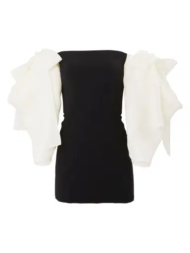 Carolina Herrera Women's Bow Detail Off-The-Shoulder Minidress - Black White | Thumbnail 5 Carolina Herrera Women's Bow Detail Off-The-Shoulder Minidress - Black White | Thumbnail 5