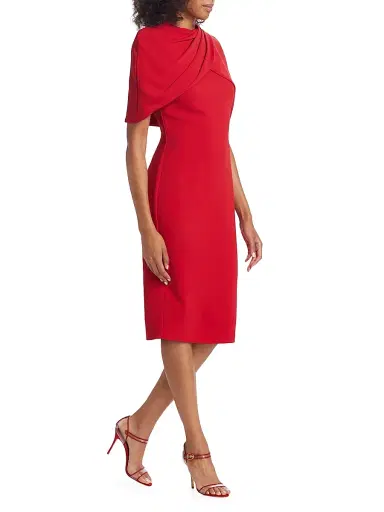 Badgley Mischka Women's Crepe Cape Shift Dress - Red | Thumbnail 2 Badgley Mischka Women's Crepe Cape Shift Dress - Red | Thumbnail 2