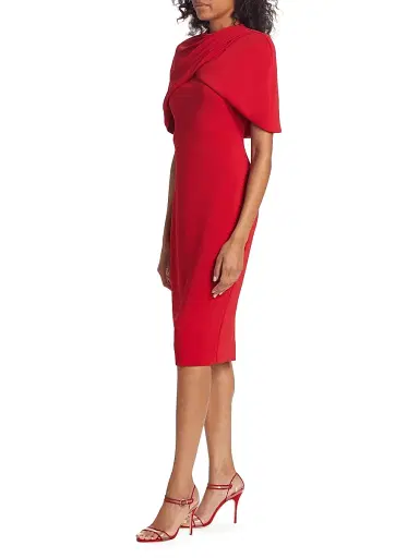Badgley Mischka Women's Crepe Cape Shift Dress - Red | Thumbnail 4 Badgley Mischka Women's Crepe Cape Shift Dress - Red | Thumbnail 4