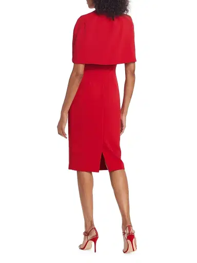 Badgley Mischka Women's Crepe Cape Shift Dress - Red | Thumbnail 5 Badgley Mischka Women's Crepe Cape Shift Dress - Red | Thumbnail 5