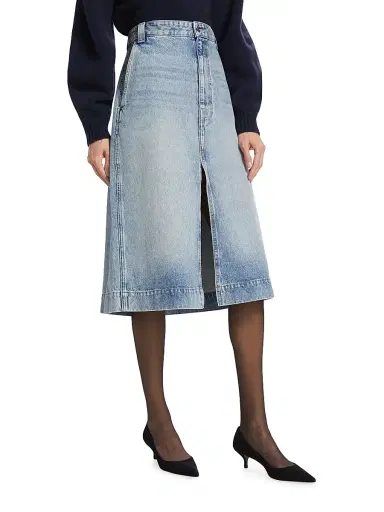 Khaite Women's Charlene Denim Midi-Skirt - Bryce | Thumbnail 4 Khaite Women's Charlene Denim Midi-Skirt - Bryce | Thumbnail 4
