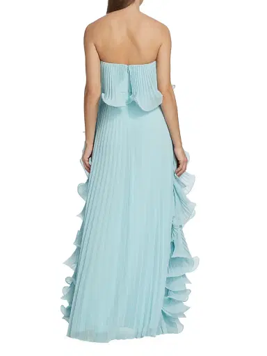 Badgley Mischka Women's Strapless Pleated Ruffle Gown - Azure | Thumbnail 5 Badgley Mischka Women's Strapless Pleated Ruffle Gown - Azure | Thumbnail 5