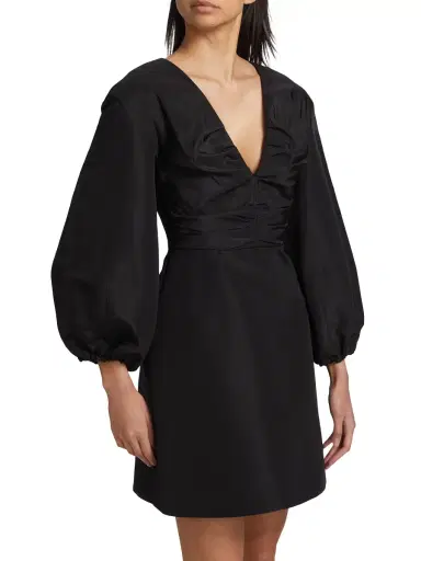 Carolina Herrera Women's Chalet Silk Balloon-Sleeve Minidress - Black | Thumbnail 3 Carolina Herrera Women's Chalet Silk Balloon-Sleeve Minidress - Black | Thumbnail 3