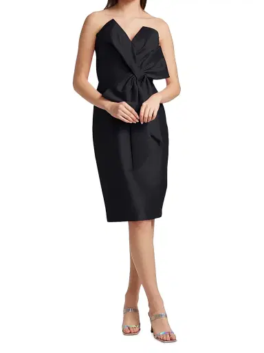 Badgley Mischka Women's Bow Front Mikado Dress - Black | Thumbnail 3 Badgley Mischka Women's Bow Front Mikado Dress - Black | Thumbnail 3
