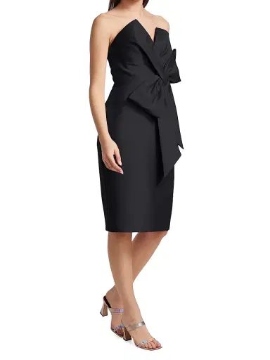 Badgley Mischka Women's Bow Front Mikado Dress - Black | Thumbnail 4 Badgley Mischka Women's Bow Front Mikado Dress - Black | Thumbnail 4