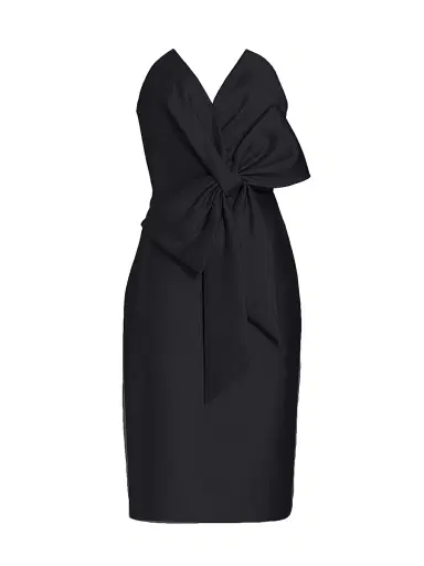 Badgley Mischka Women's Bow Front Mikado Dress - Black | Thumbnail 1 Badgley Mischka Women's Bow Front Mikado Dress - Black | Thumbnail 1