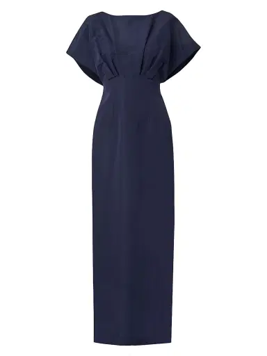 Carolina Herrera Women's Silk Faille Fan Bodice Column Gown - Midnight - Size 14 | Thumbnail 1 Carolina Herrera Women's Silk Faille Fan Bodice Column Gown - Midnight - Size 14 | Thumbnail 1