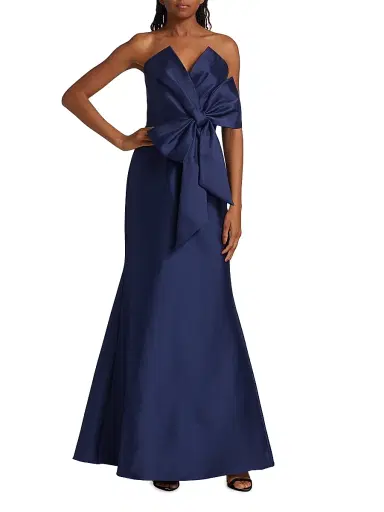 Badgley Mischka Women's Strapless Bow Gown - Navy | Thumbnail 2 Badgley Mischka Women's Strapless Bow Gown - Navy | Thumbnail 2