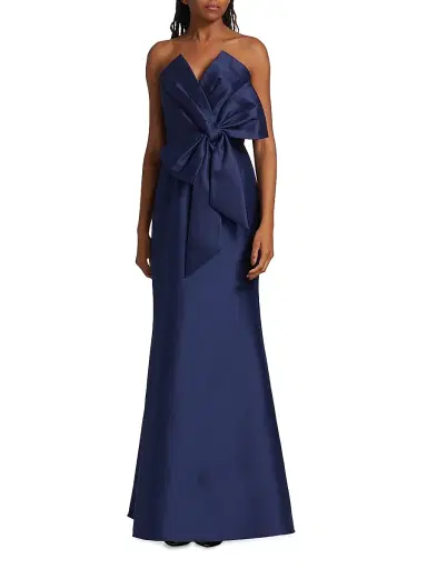 Badgley Mischka Women's Strapless Bow Gown - Navy | Thumbnail 3 Badgley Mischka Women's Strapless Bow Gown - Navy | Thumbnail 3