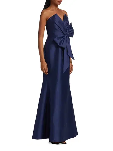 Badgley Mischka Women's Strapless Bow Gown - Navy | Thumbnail 4 Badgley Mischka Women's Strapless Bow Gown - Navy | Thumbnail 4