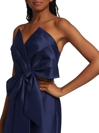 Badgley Mischka Women's Strapless Bow Gown - Navy | Thumbnail 6 Badgley Mischka Women's Strapless Bow Gown - Navy | Thumbnail 6