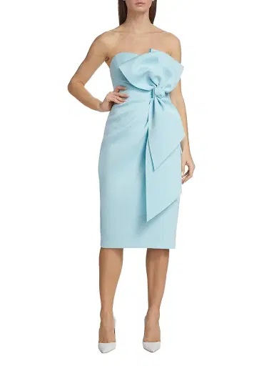 Badgley Mischka Women's Strapless Bow-Embellished Dress - Azure | Thumbnail 2 Badgley Mischka Women's Strapless Bow-Embellished Dress - Azure | Thumbnail 2