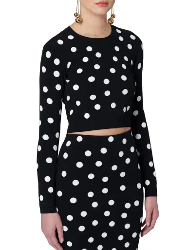Carolina Herrera Women's Polka Dot Sweater - Black White | Thumbnail 4 Carolina Herrera Women's Polka Dot Sweater - Black White | Thumbnail 4