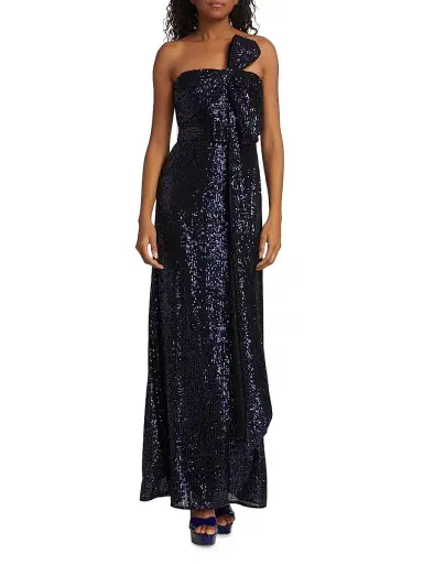 Badgley Mischka Women's Strapless Sequin Bow Gown - Navy | Thumbnail 2 Badgley Mischka Women's Strapless Sequin Bow Gown - Navy | Thumbnail 2