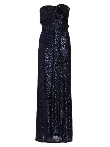 Badgley Mischka Women's Strapless Sequin Bow Gown - Navy | Thumbnail 1 Badgley Mischka Women's Strapless Sequin Bow Gown - Navy | Thumbnail 1