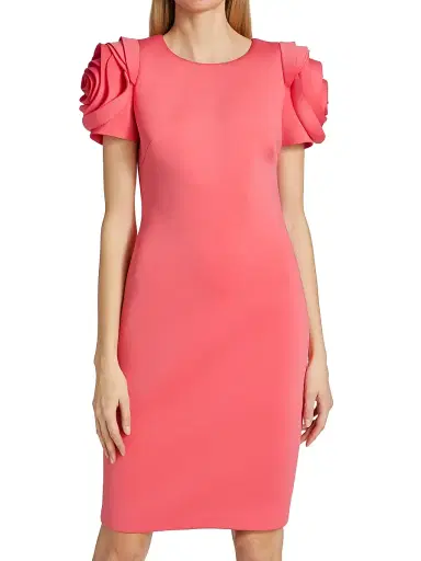 Badgley Mischka Women's Rosette Cocktail Dress - Deep Coral | Thumbnail 3 Badgley Mischka Women's Rosette Cocktail Dress - Deep Coral | Thumbnail 3