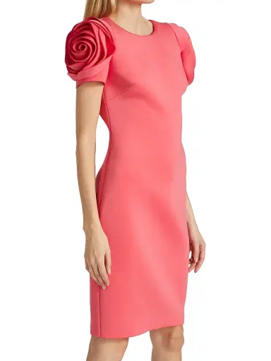 Badgley Mischka Women's Rosette Cocktail Dress - Deep Coral | Thumbnail 4 Badgley Mischka Women's Rosette Cocktail Dress - Deep Coral | Thumbnail 4