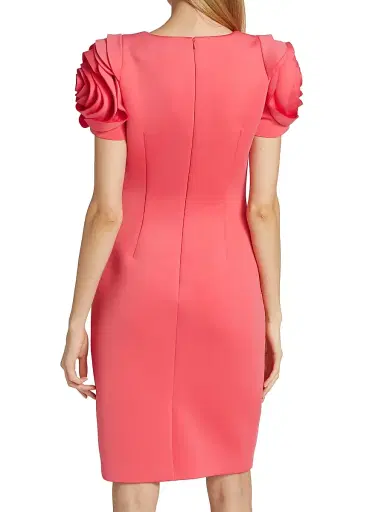 Badgley Mischka Women's Rosette Cocktail Dress - Deep Coral | Thumbnail 5 Badgley Mischka Women's Rosette Cocktail Dress - Deep Coral | Thumbnail 5
