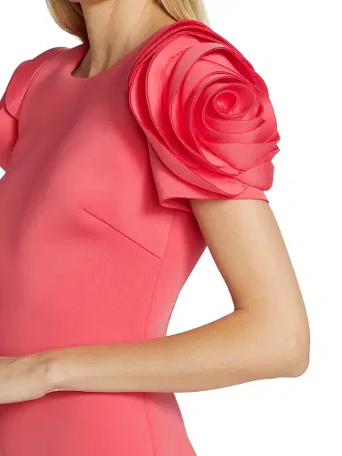 Badgley Mischka Women's Rosette Cocktail Dress - Deep Coral | Thumbnail 6 Badgley Mischka Women's Rosette Cocktail Dress - Deep Coral | Thumbnail 6