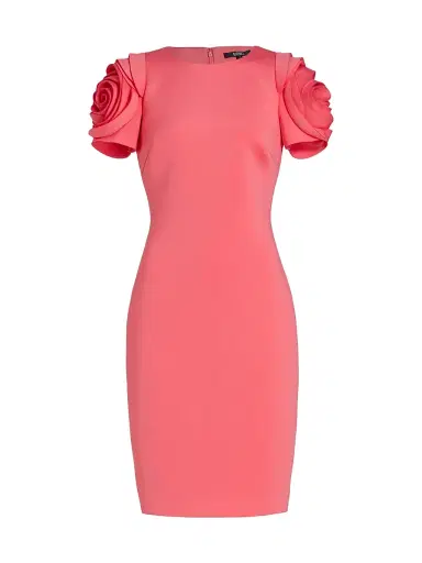 Badgley Mischka Women's Rosette Cocktail Dress - Deep Coral | Thumbnail 1 Badgley Mischka Women's Rosette Cocktail Dress - Deep Coral | Thumbnail 1