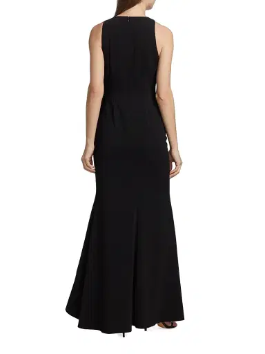 Badgley Mischka Women's Odessa Asymmetric Sleeveless Column Ruffle-Skirt Gown - Black | Thumbnail 5 Badgley Mischka Women's Odessa Asymmetric Sleeveless Column Ruffle-Skirt Gown - Black | Thumbnail 5