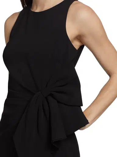 Badgley Mischka Women's Odessa Asymmetric Sleeveless Column Ruffle-Skirt Gown - Black | Thumbnail 6 Badgley Mischka Women's Odessa Asymmetric Sleeveless Column Ruffle-Skirt Gown - Black | Thumbnail 6