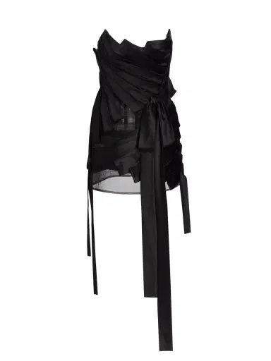 Oscar de la Renta Women's Strapless Draped Ribbon Mini Cocktail Dress - Black | Thumbnail 7 Oscar de la Renta Women's Strapless Draped Ribbon Mini Cocktail Dress - Black | Thumbnail 7