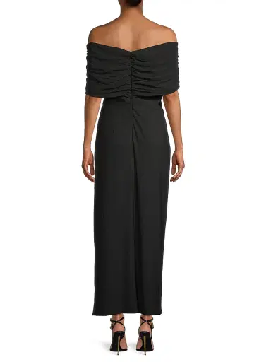 One33 Social Women's Off-The-Shoulder Draped Gown - Black | Thumbnail 5 One33 Social Women's Off-The-Shoulder Draped Gown - Black | Thumbnail 5