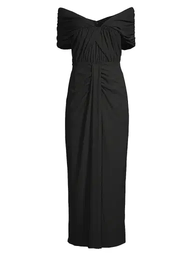 One33 Social Women's Off-The-Shoulder Draped Gown - Black | Thumbnail 1 One33 Social Women's Off-The-Shoulder Draped Gown - Black | Thumbnail 1
