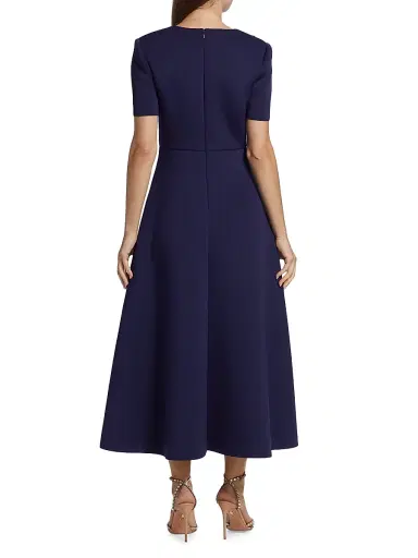 Badgley Mischka Women's Laser-Cut Floral Fit-&-Flare Dress - Navy | Thumbnail 5 Badgley Mischka Women's Laser-Cut Floral Fit-&-Flare Dress - Navy | Thumbnail 5