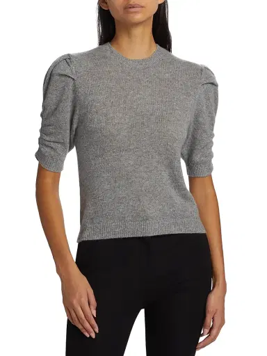 Frame Women's Ruched Sleeve Cashmere-Wool Sweater | Thumbnail 3 Frame Women's Ruched Sleeve Cashmere-Wool Sweater | Thumbnail 3