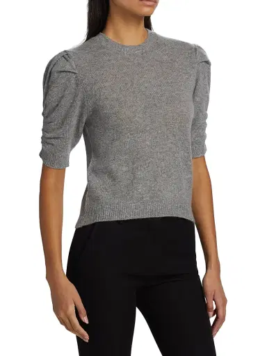 Frame Women's Ruched Sleeve Cashmere-Wool Sweater | Thumbnail 4 Frame Women's Ruched Sleeve Cashmere-Wool Sweater | Thumbnail 4