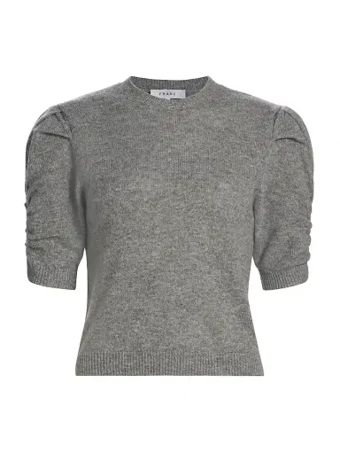 Frame Women's Ruched Sleeve Cashmere-Wool Sweater | Thumbnail 1 Frame Women's Ruched Sleeve Cashmere-Wool Sweater | Thumbnail 1