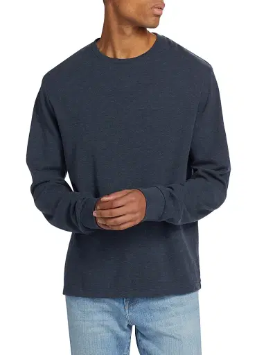 FRAME Men's Duo Fold Crewneck Sweatshirt - Heather Midnight Navy | Thumbnail 3 FRAME Men's Duo Fold Crewneck Sweatshirt - Heather Midnight Navy | Thumbnail 3